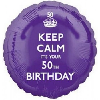 Palloncino Mylar 45 cm. 50° Age Keep Calm Birthday