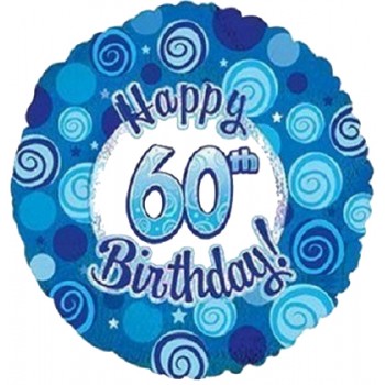 Palloncino Mylar 45 cm. 60° Happy Birthday Blue Dazzeloon 