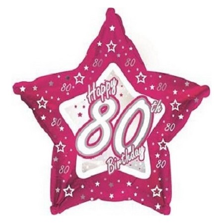 Palloncino Mylar 45 cm. 80° Pink & Silver Happy Birthday