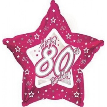 Palloncino Mylar 45 cm. 80° Pink & Silver Happy Birthday