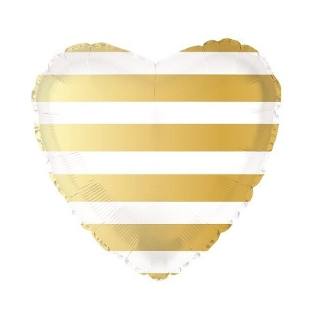 Palloncino Mylar 45 cm. C. Strisce Gold Heart