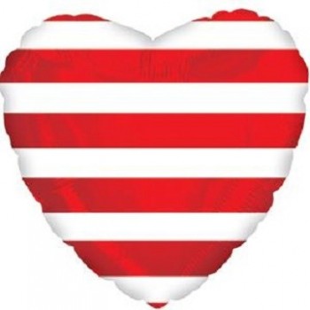 Palloncino Mylar 45 cm. C. Strisce Red Heart
