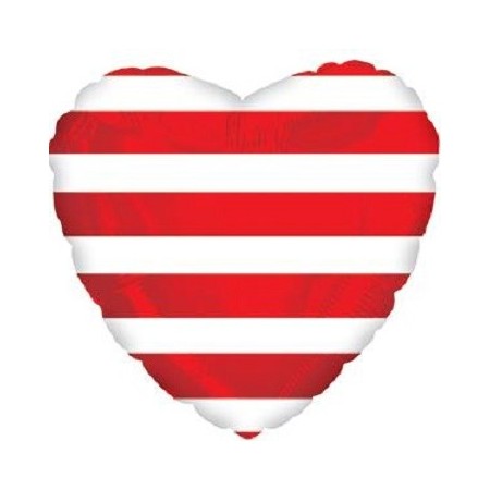 Palloncino Mylar 45 cm. C. Strisce Red Heart