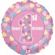 Palloncino Mylar 45 cm. First Birthday Girl Balloon