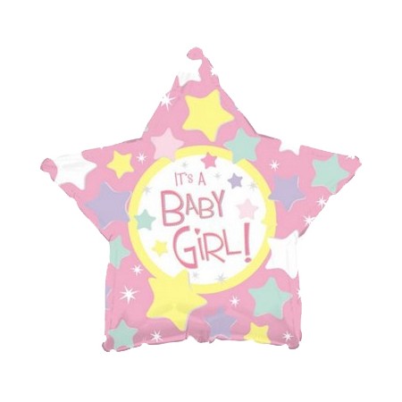 Palloncino Mylar 45 cm. Girl - It's a Girl Pink Star