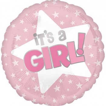 Palloncino Mylar 45 cm. Girl - It's A Girl Pink Star