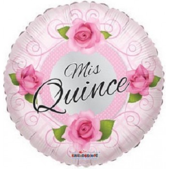 Palloncino Mylar 45 cm. Mis Quince Globo Con Rosas