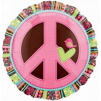 Palloncino Mylar 45 cm. Peace Hippie Chick Sign