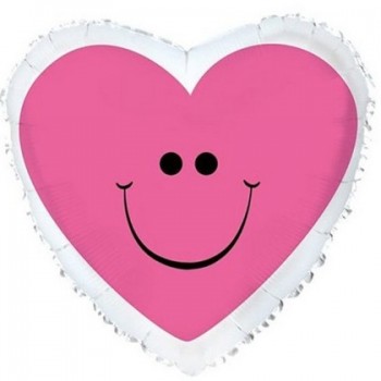 Palloncino Mylar 45 cm. Pink Smiley Heart
