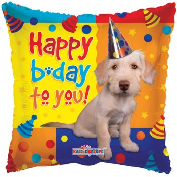 Palloncino Mylar 45 cm. Q - Dog with Party Hat Birthday