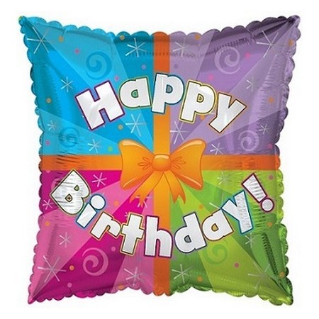 Palloncino Mylar 45 cm. Q - Happy Birthday Day Colorfull Present