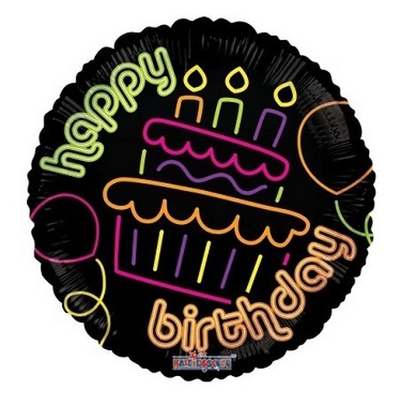 Palloncino Mylar 45 cm. R - Birthday Cupcake Neon Gellibean