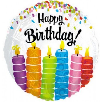 Palloncino Mylar 45 cm. R - Happy Birthday Colorful Candles 