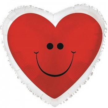 Palloncino Mylar 45 cm. Red Smiley Heart
