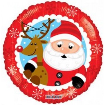 Palloncino Mylar 45 cm. Santa & Reindeer