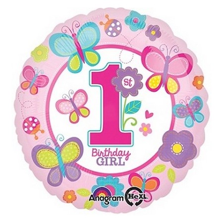 Palloncino Mylar 45 cm. Sweet Birthday Girl 1° Pink