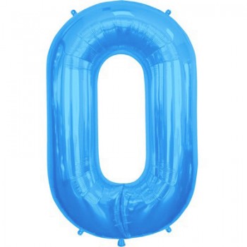 Palloncino Mylar Numero 0 Maxi - color Blu 86 cm.
