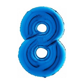 Palloncino Mylar Numero Medio Blu 8 - 36 cm.