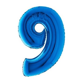 Palloncino Mylar Numero Medio Blu 9 - 36 cm.
