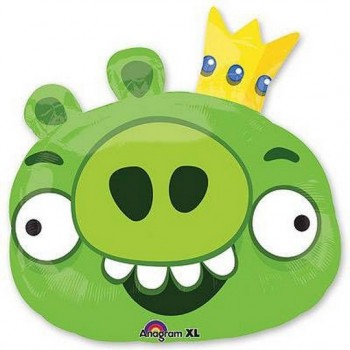 Palloncino Mylar Super Shape 58 cm. Angry Birds Green King Pig