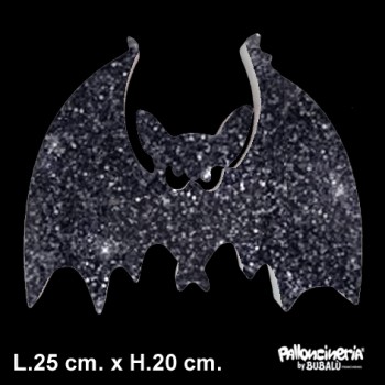 Sagoma Pipistrello Glitterato autoportante personalizzabile profondità 5 cm. max - L.25 cm. max - H.20 cm.