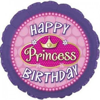 Palloncino Mylar 45 cm. Happy Birthday Princess Pink Pearls 