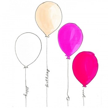 Biglietti Auguri - Compleanno Palloncini Colorati Bimba 15,5 x 15,5 cm.