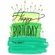 Biglietti Auguri - Compleanno Torta Verde 15,5 x 15,5 cm.