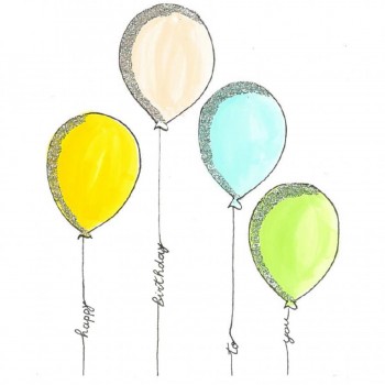 Biglietti Auguri - Compleanno Palloncini Colorati 15,5 x 15,5 cm.
