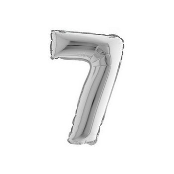 Palloncino Mylar Numero Medio Argento 7 - 36 cm.