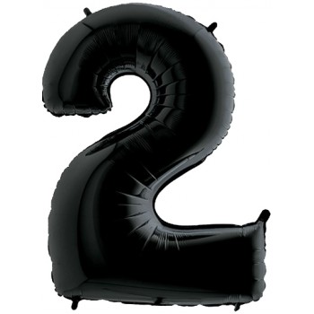 Palloncino Mylar Numero Maxi Nero 2 - 100 cm.