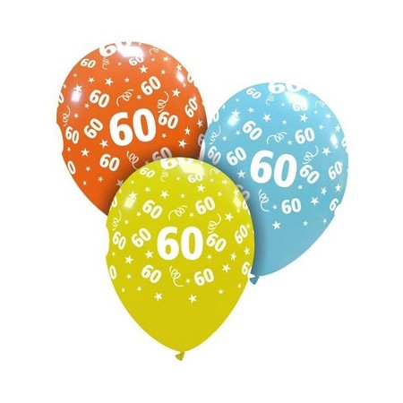 Palloncino in Lattice Rotondo 30 cm. Stampa 60° Compleanno Assortiti