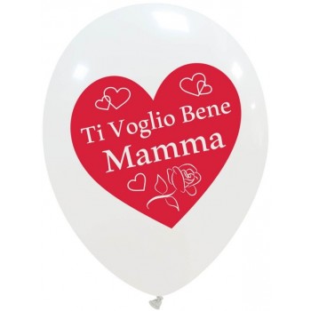 Palloncino in Lattice Rotondo 30 cm. Stampa Ti Voglio Bene Mamma