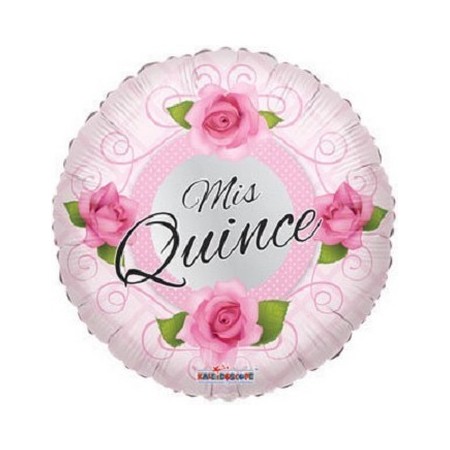 Palloncino Mylar 45 cm. Mis Quince Globo Con Rosas