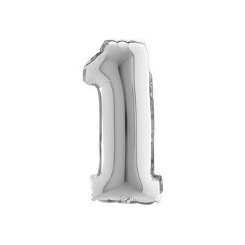 Palloncino Mylar Numero Medio Argento 1 - 36 cm.