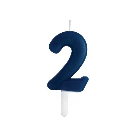 Candelina Blu Navy 2 con supporto H. 7 cm.