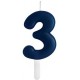 Candelina Blu Navy 3 con supporto H. 7 cm.