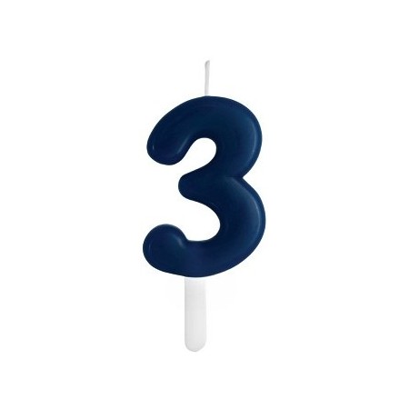 Candelina Blu Navy 3 con supporto H. 7 cm.