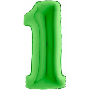 Palloncino Mylar Numero Maxi Verde Scuro 1 - 100 cm.