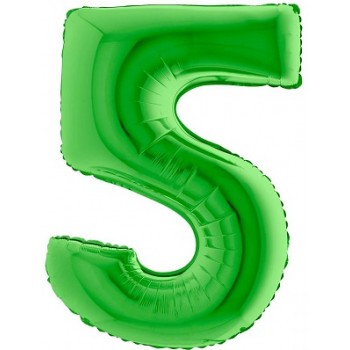 Palloncino Mylar Numero Maxi Verde Scuro 5 - 100 cm.