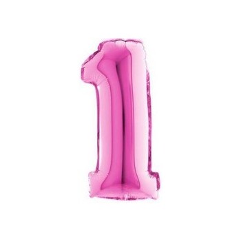 Palloncino Mylar Numero Medio Fucsia 1 - 36 cm.