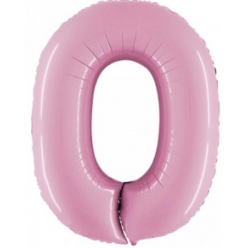 Palloncino Mylar Numero Maxi Rosa 0 - 100 cm.