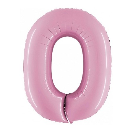 Palloncino Mylar Numero Maxi Rosa 0 - 100 cm.