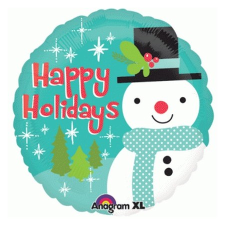 Palloncino Mylar 45 cm. Happy Holidays Smiling Snowman