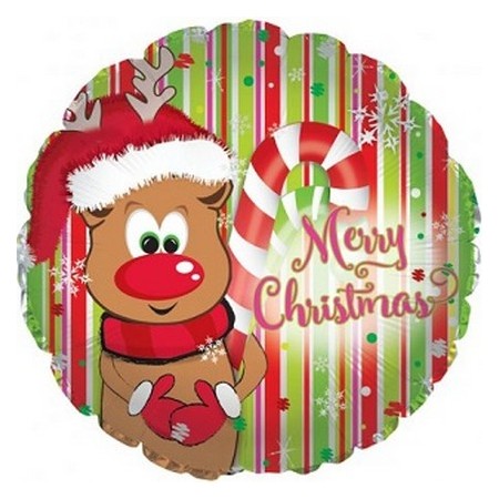Palloncino Mylar 45 cm. Reindeer Merry Christmas