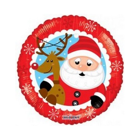 Palloncino Mylar 45 cm. Santa & Reindeer