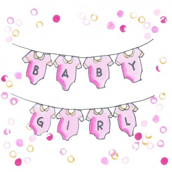 Biglietti Auguri - Nascita Bimba - Body Rosa 15,5 x 15,5 cm.