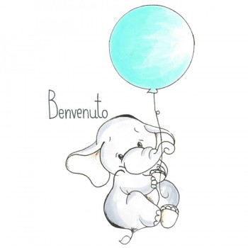 Biglietti Auguri - Nascita Bimbo - Elefantino 15,5 x 15,5 cm.