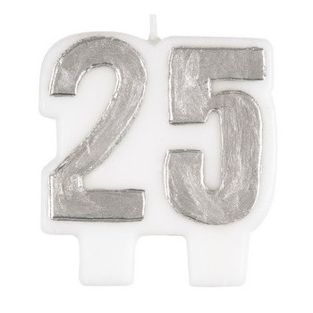 Candelina Argento 25° Aniversario H. 7 cm.