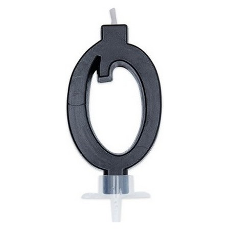 Candelina Nera 0 con supporto H. 7 cm.